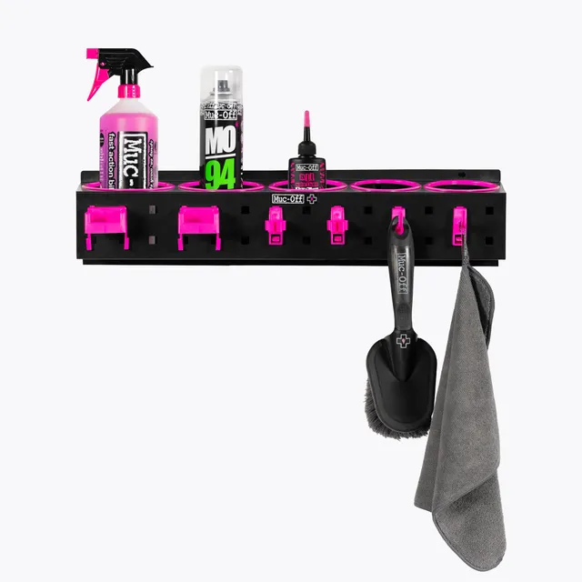 muc-off-bicycle-care-essential-rack-bundle-wandregal-stahl-7-flaschen image 1