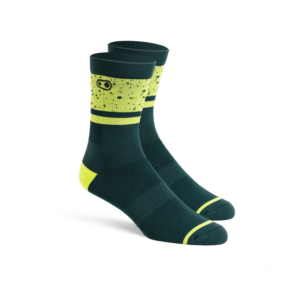 crankbrothers-icon-mtb-socken-petrol-lime-splatter-l-xl image 1