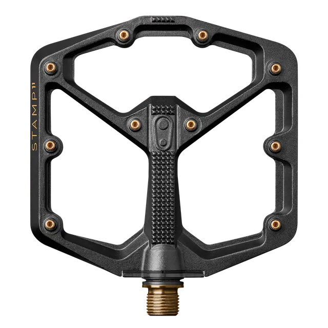 crankbrothers-stamp-11-large-flat-pedale-titan-schwarz-gold image 1