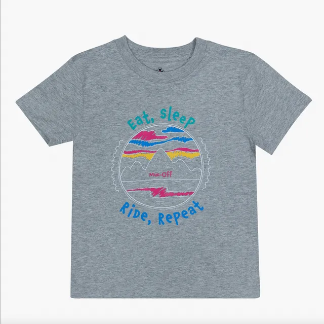 muc-off-eat-sleep-kids-t-shirt-grau-bio-baumwolle image 1