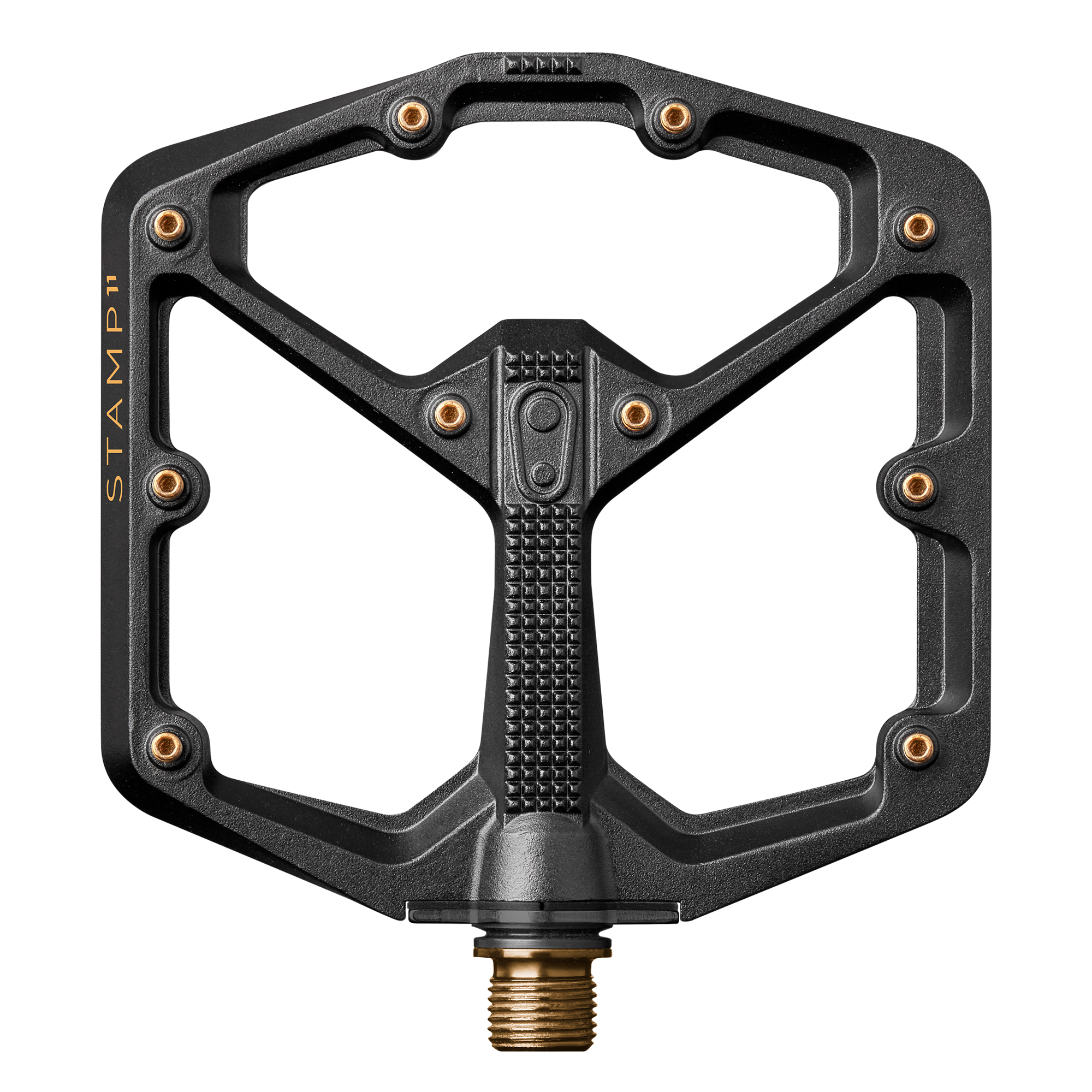 crankbrothers-stamp-11-large-flat-pedale-titan-schwarz-gold image 1